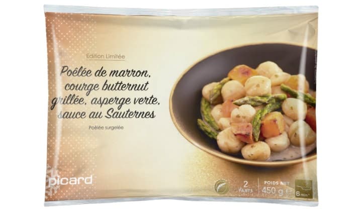 マロン、バターナッツカボチャ、グリーンアスパラガスのポワレ　貴腐ワインソース