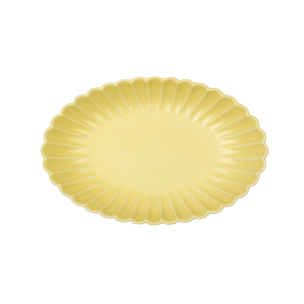 新輪花オーバル皿ミニ マットイエロー