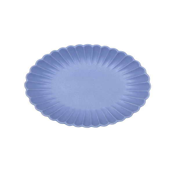 新輪花オーバル皿ミニ マットブルー