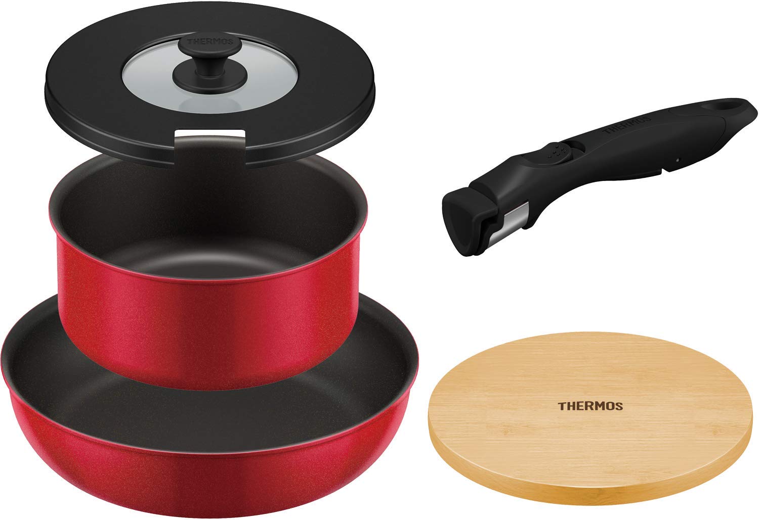 サーモス 取っ手のとれるフライパン5点セット AA レッド