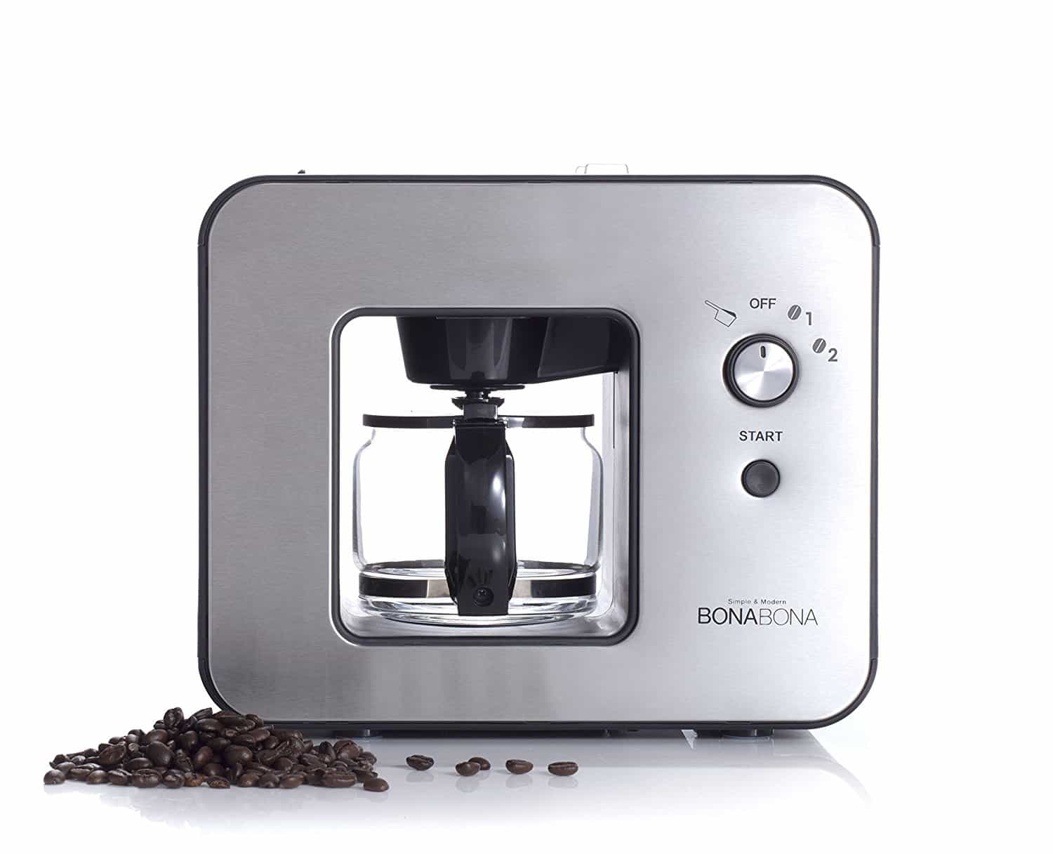 【BONABONA】 全自動ミル付きコーヒーメーカー(保温機能搭載) 「豆・粉からドリップ可能」 ガラスジャグ付き ブラック BZ-MC81-BK