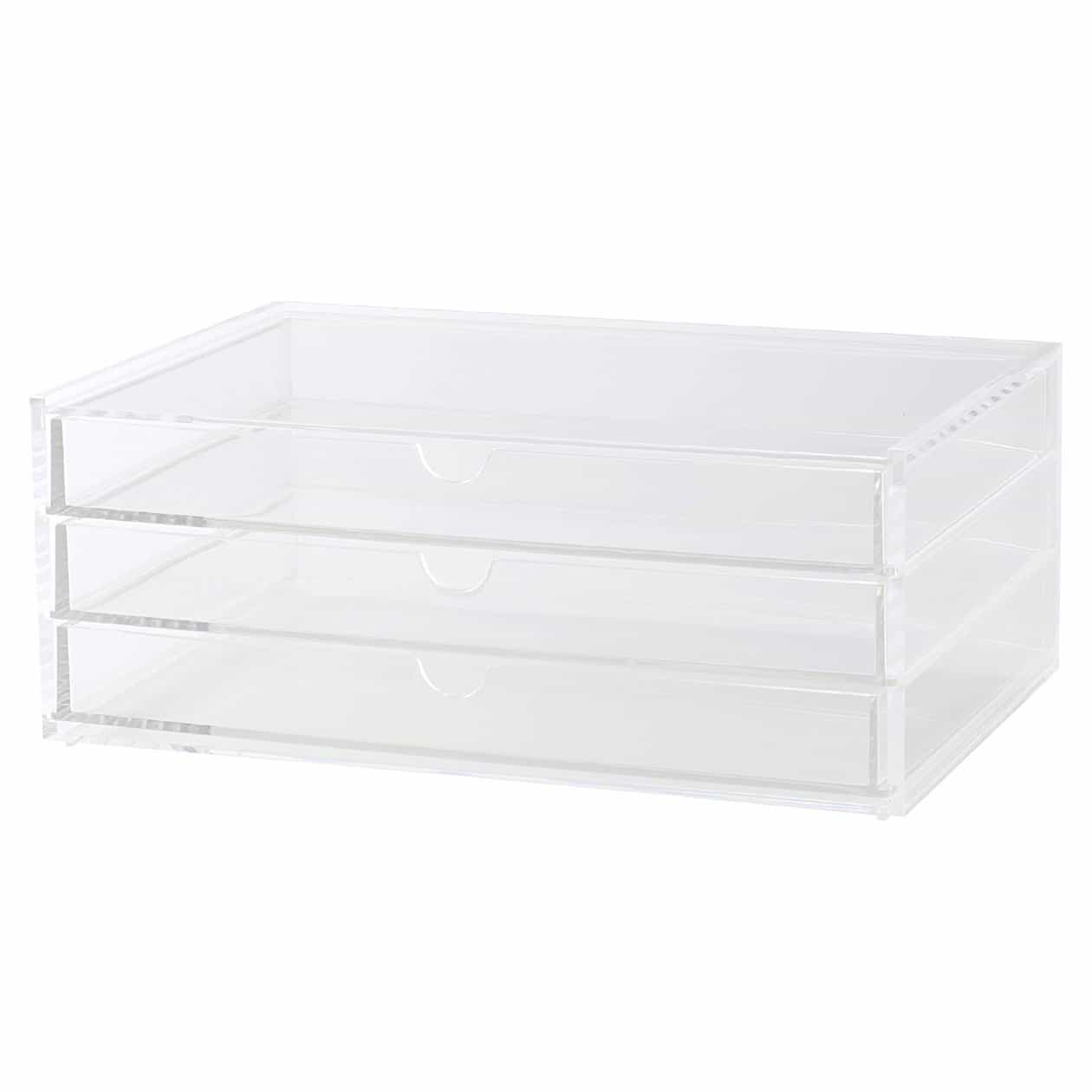 無印良品　重なるアクリルケース・横型３段　約幅２５．５×奥行１７×高さ１０ｃｍ