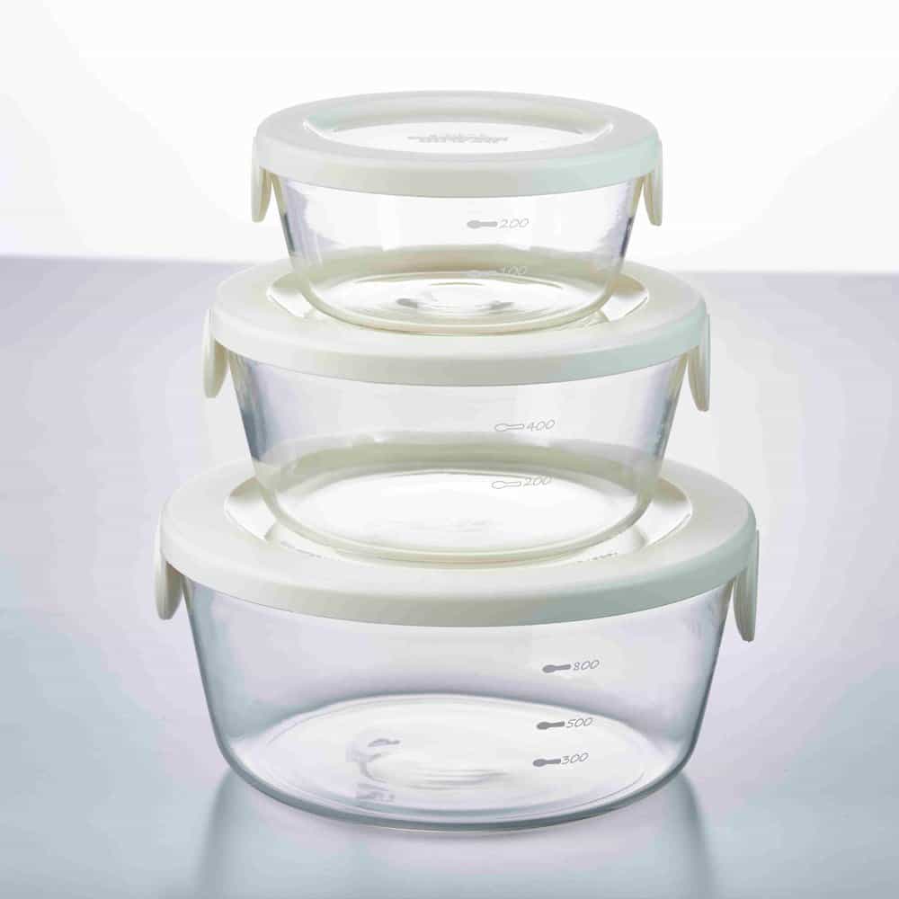 HARIO(ハリオ) 耐熱ガラス製保存容器 丸 3個セット ホワイト SYTN-2518-OW