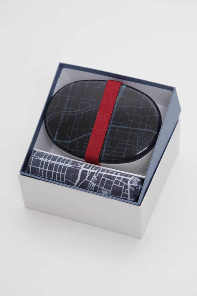 京都デニムお弁当箱 京の地図柄｜青染め