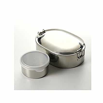 オーバルランチボックス 弁当箱 ステンレス 17cm（800ml） 【デザートカップ付】